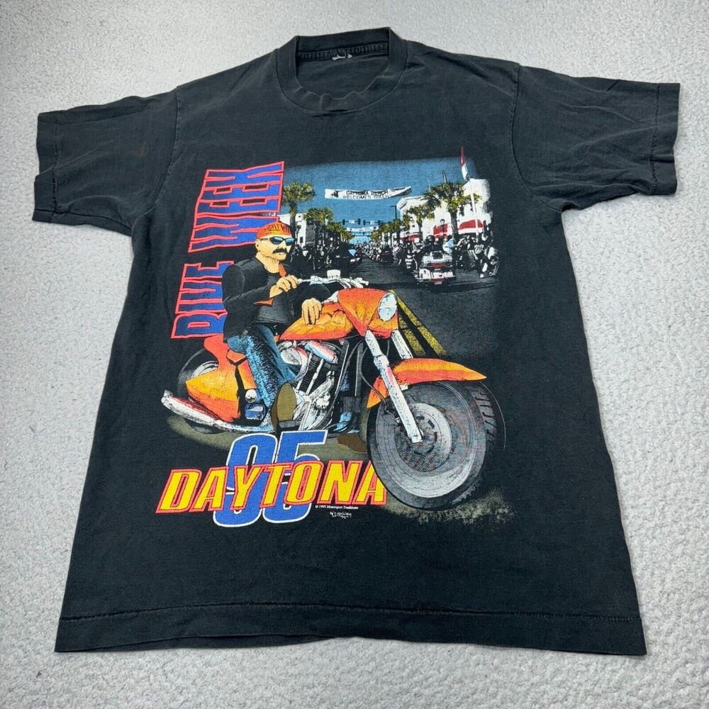 Vintage Daytona Bike Week Shirt Men Medium Black 1995 Motorsport Traditions USA‎